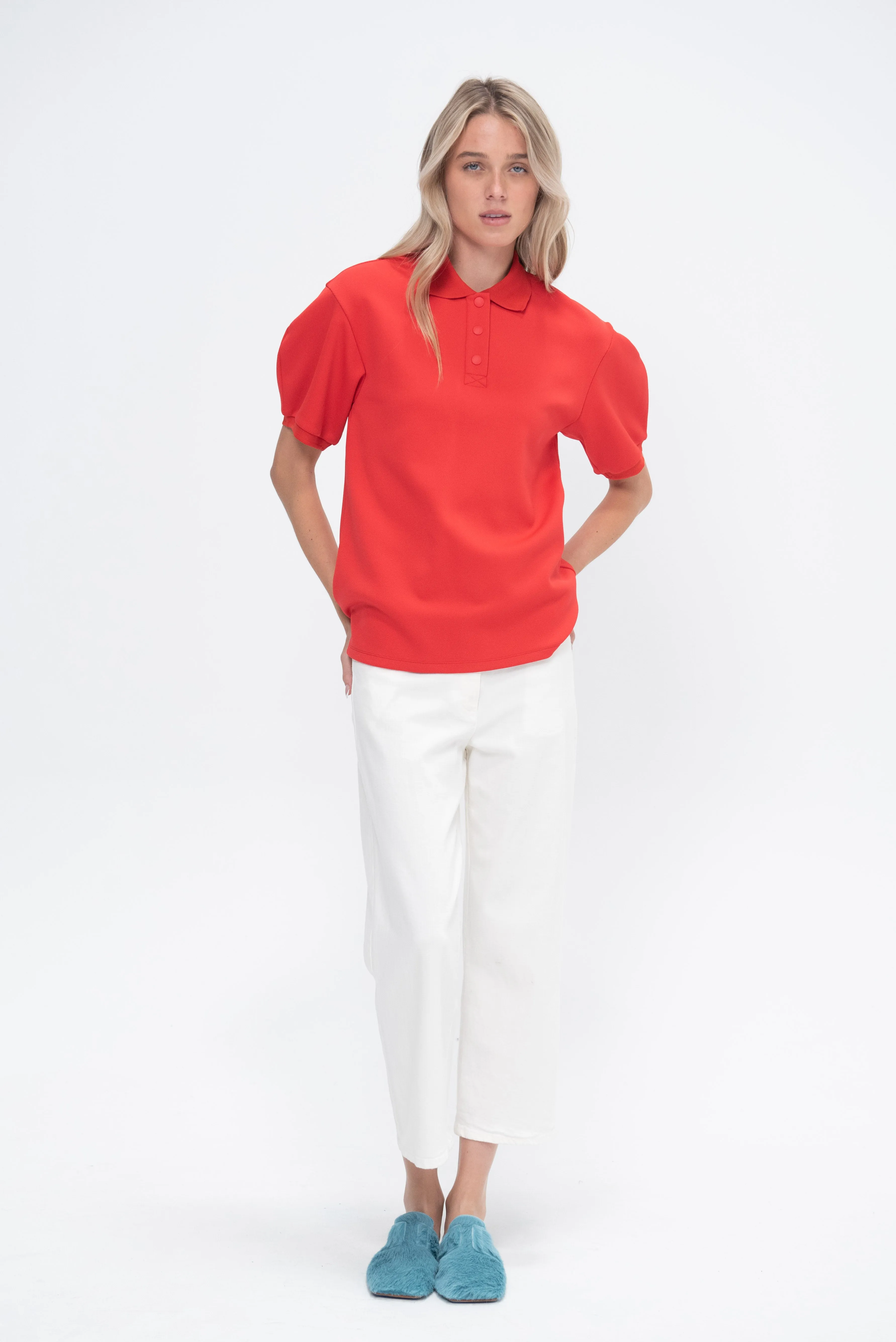 Luxe Pique Polo Shirt, Red