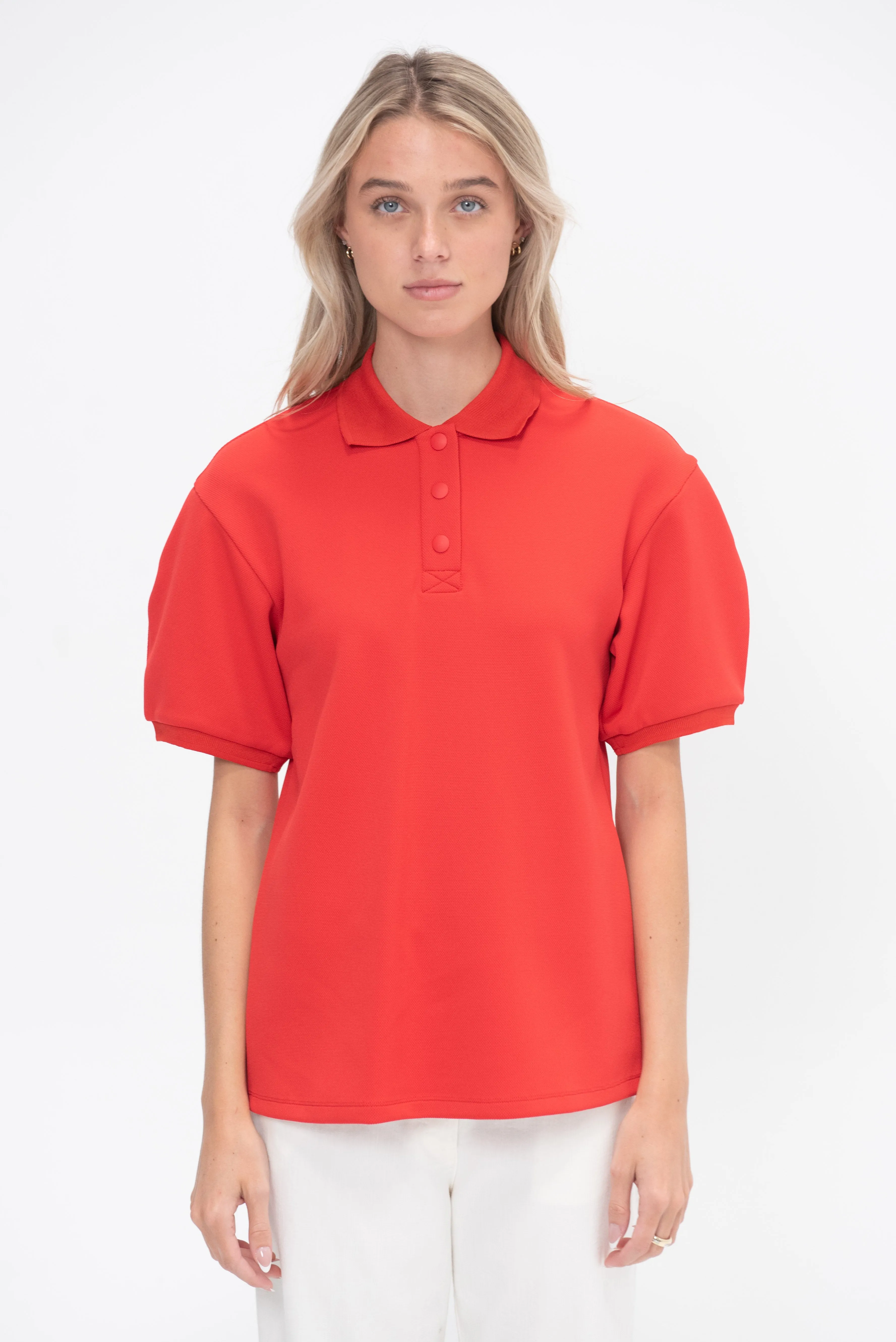 Luxe Pique Polo Shirt, Red