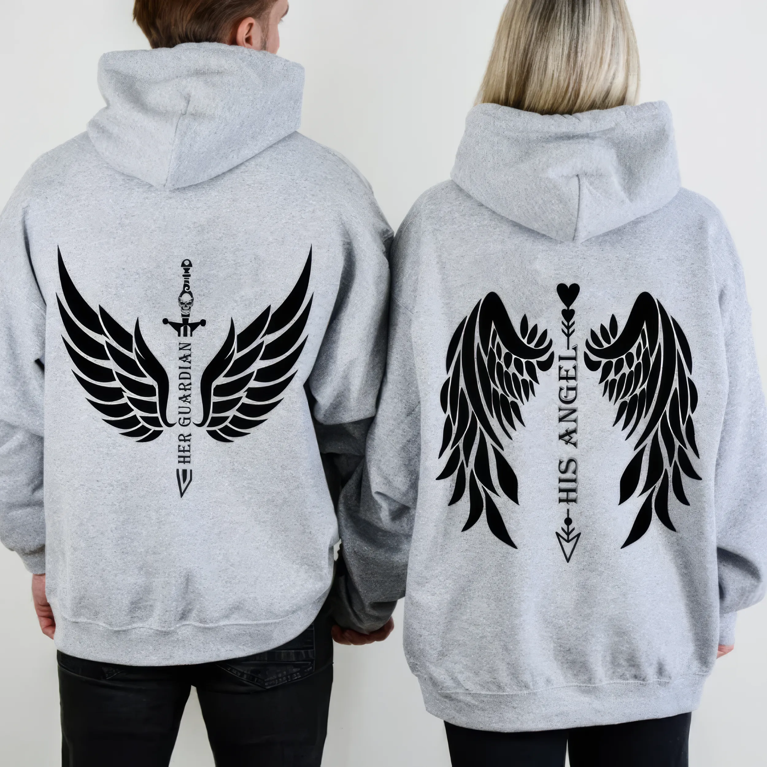 Matching Couple Hoodies - Guardian Angel Custom Hoodies for Couples