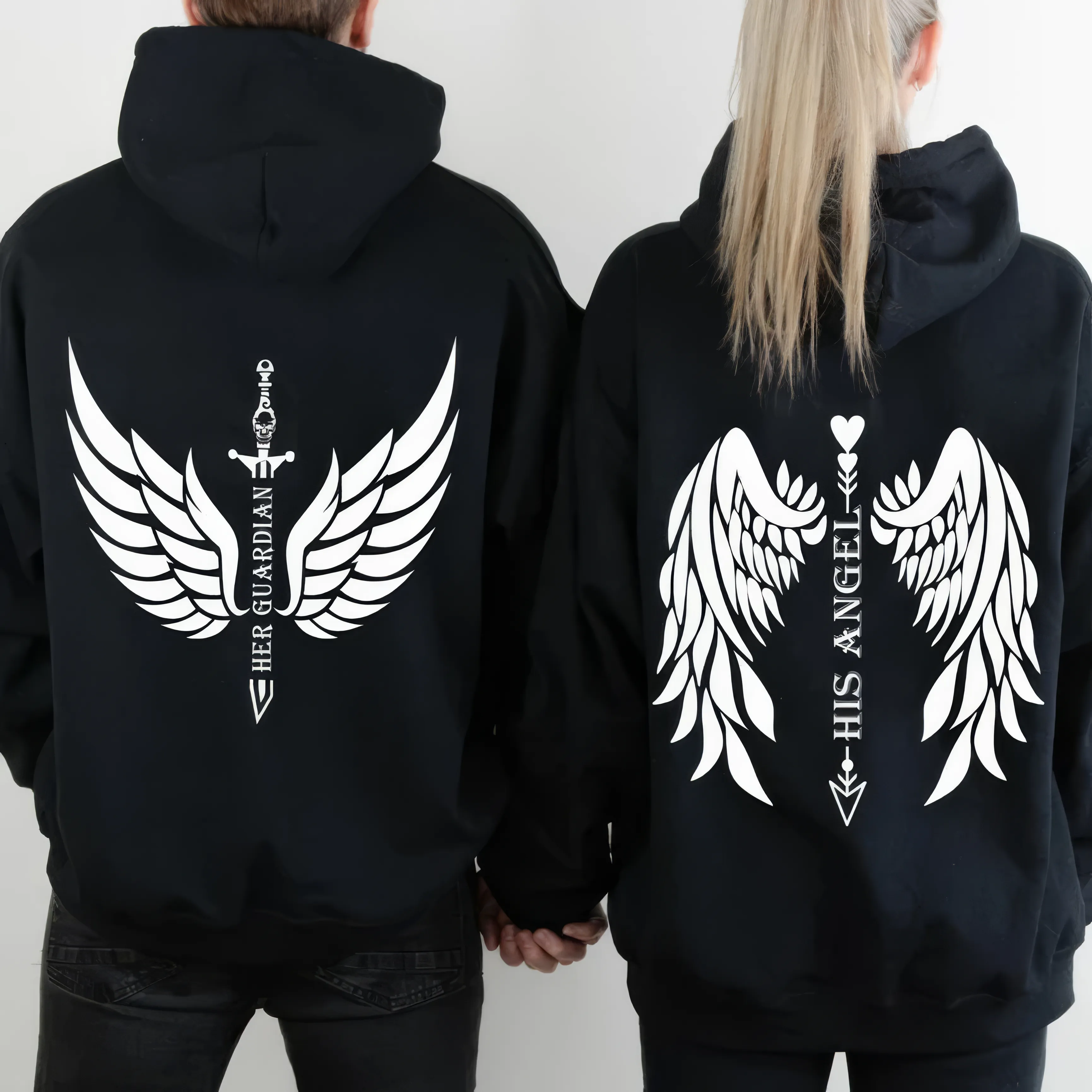 Matching Couple Hoodies - Guardian Angel Custom Hoodies for Couples