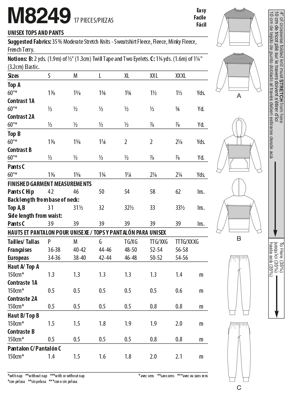 McCall's Pattern 8249 Unisex Tops and Pants