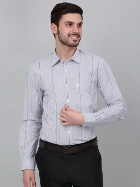 Men's Blue Striped Full Sleeve Formal Shirt