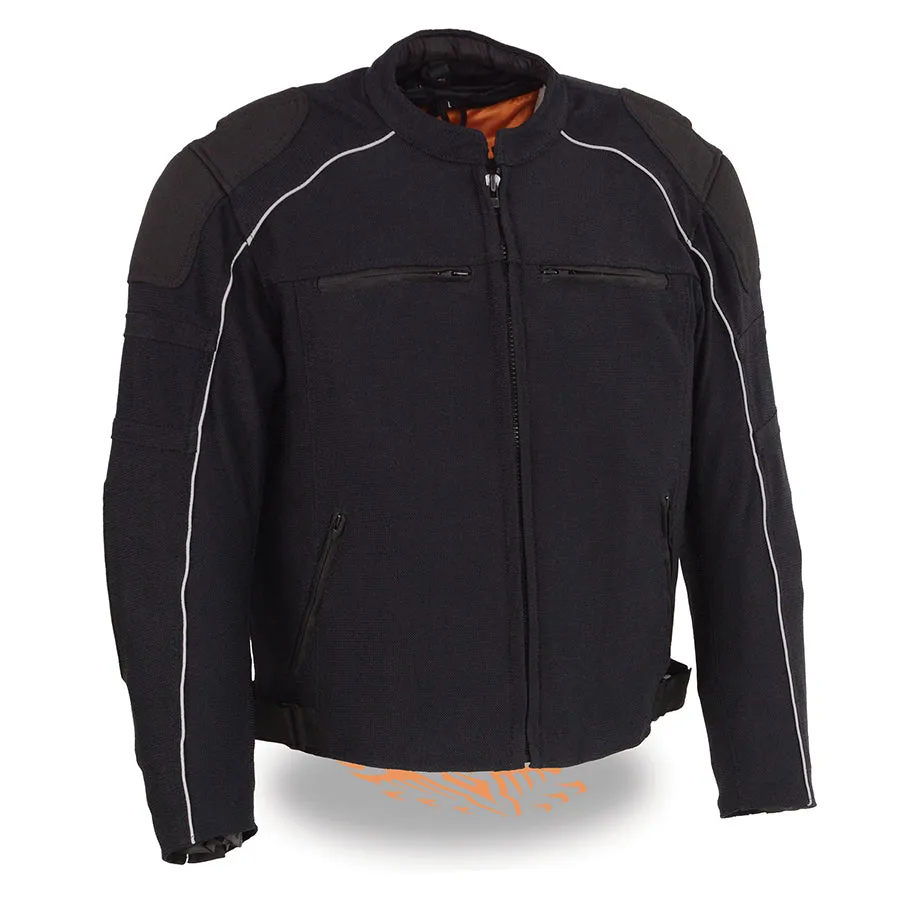 Mens Motorcycle Mesh Racer Jacket Blk with removable rain Jacket Liner and armors