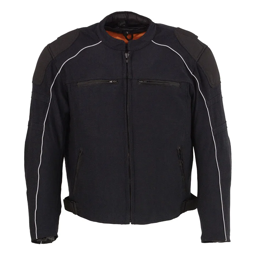 Mens Motorcycle Mesh Racer Jacket Blk with removable rain Jacket Liner and armors