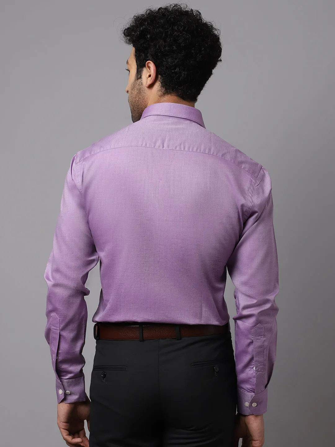 Men's Purple Formal Fil a Fil Plain Full Sleeve Shirt