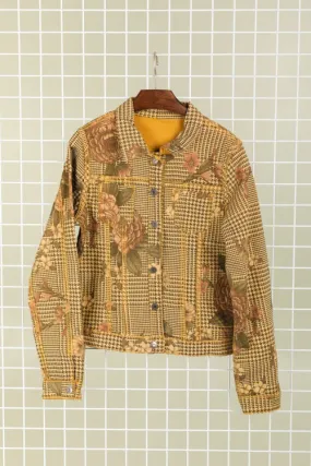 Onado Reversible Denim Jacket Houndstooth Mustard