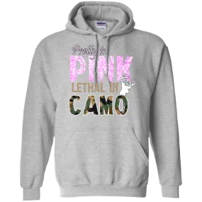 "Pretty In Pink. Lethal In Camo" Gildan Pullover Hoodie 8 oz.