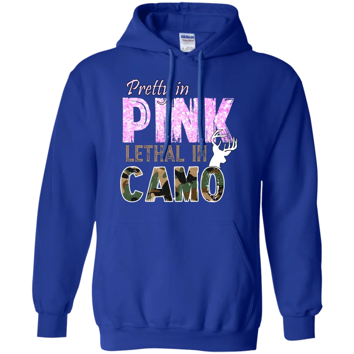 "Pretty In Pink. Lethal In Camo" Gildan Pullover Hoodie 8 oz.