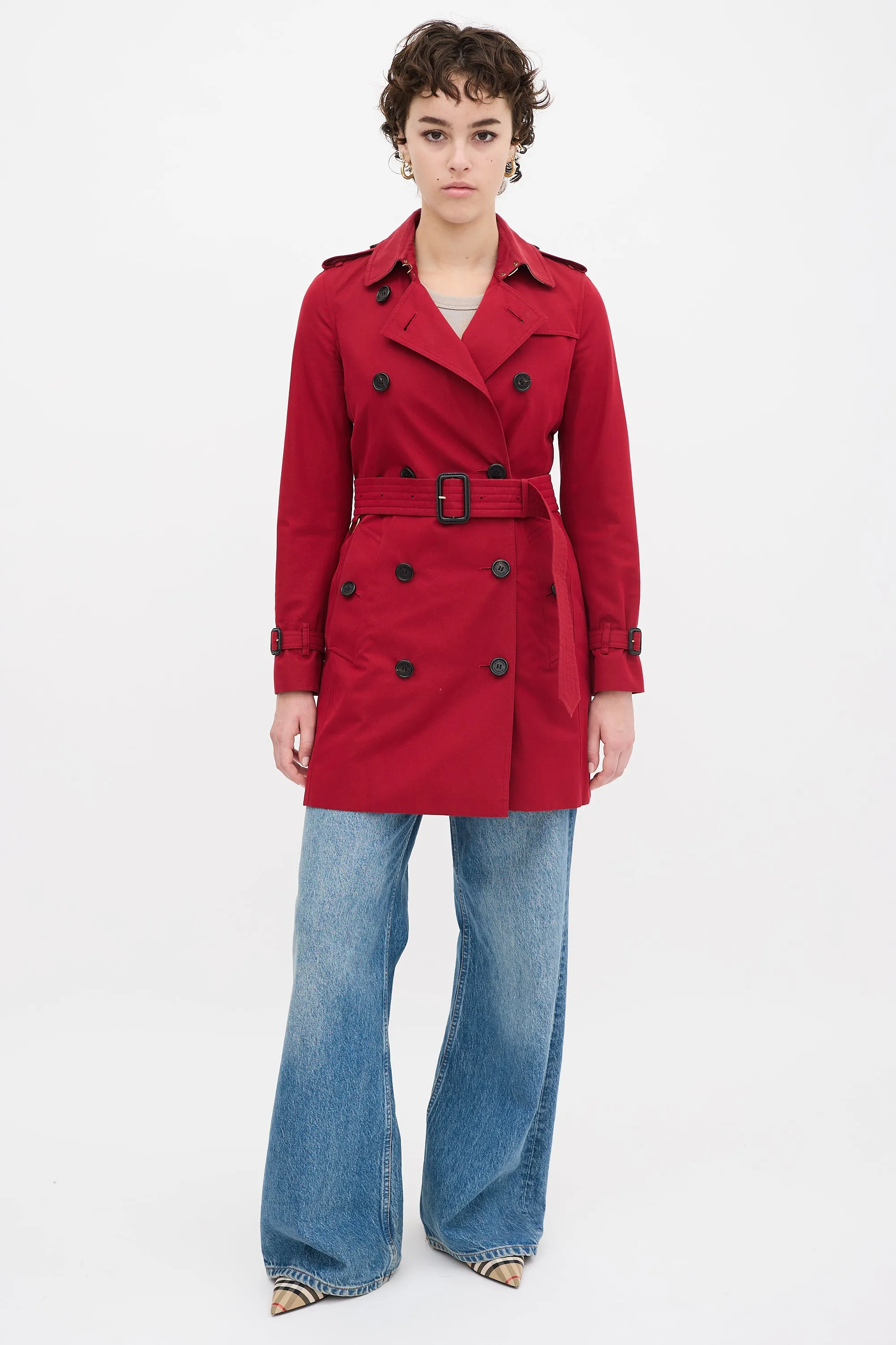 Red Cotton Kensington Medium Trench Coat