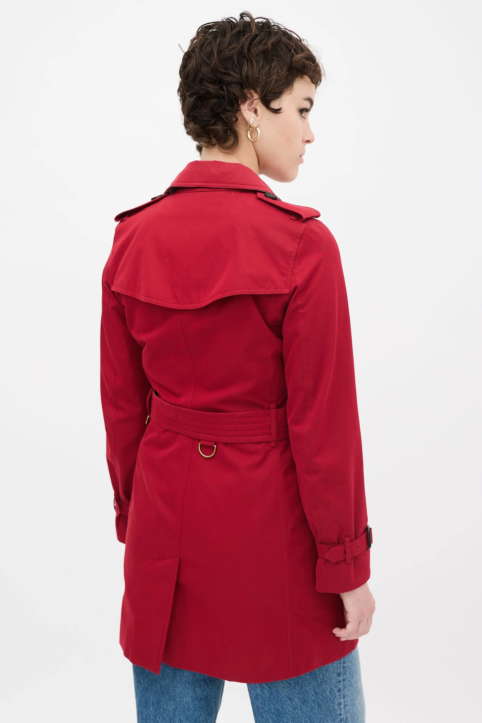 Red Cotton Kensington Medium Trench Coat