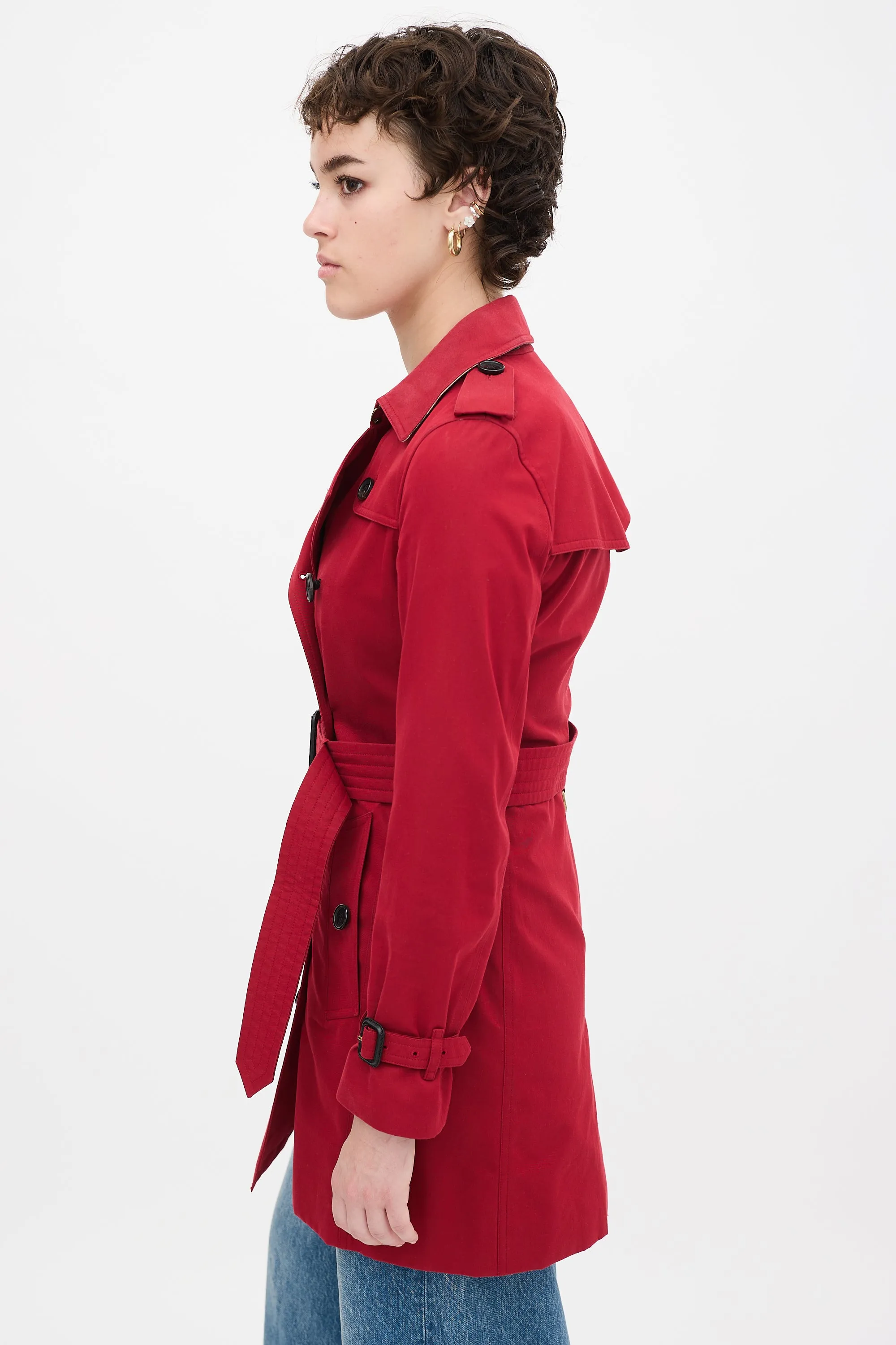 Red Cotton Kensington Medium Trench Coat