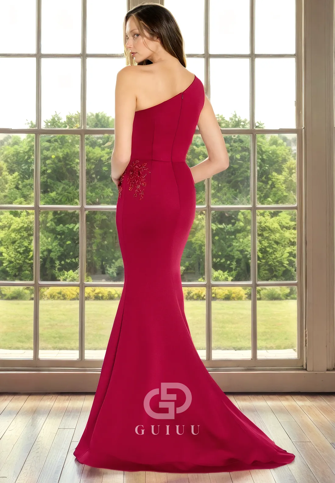 Sheath One Shoulder Sleeveless Appliques Back Zipper Mother of Bride Dress