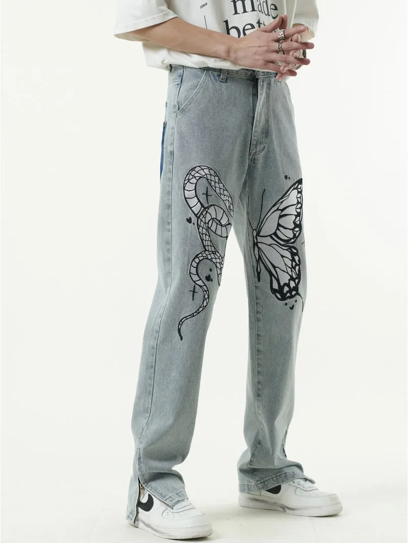 Soul Mosaic Zip-Cuff Patchwork Denim Jeans