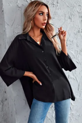 Split Side Drop Shoulder Slouchy Blouse