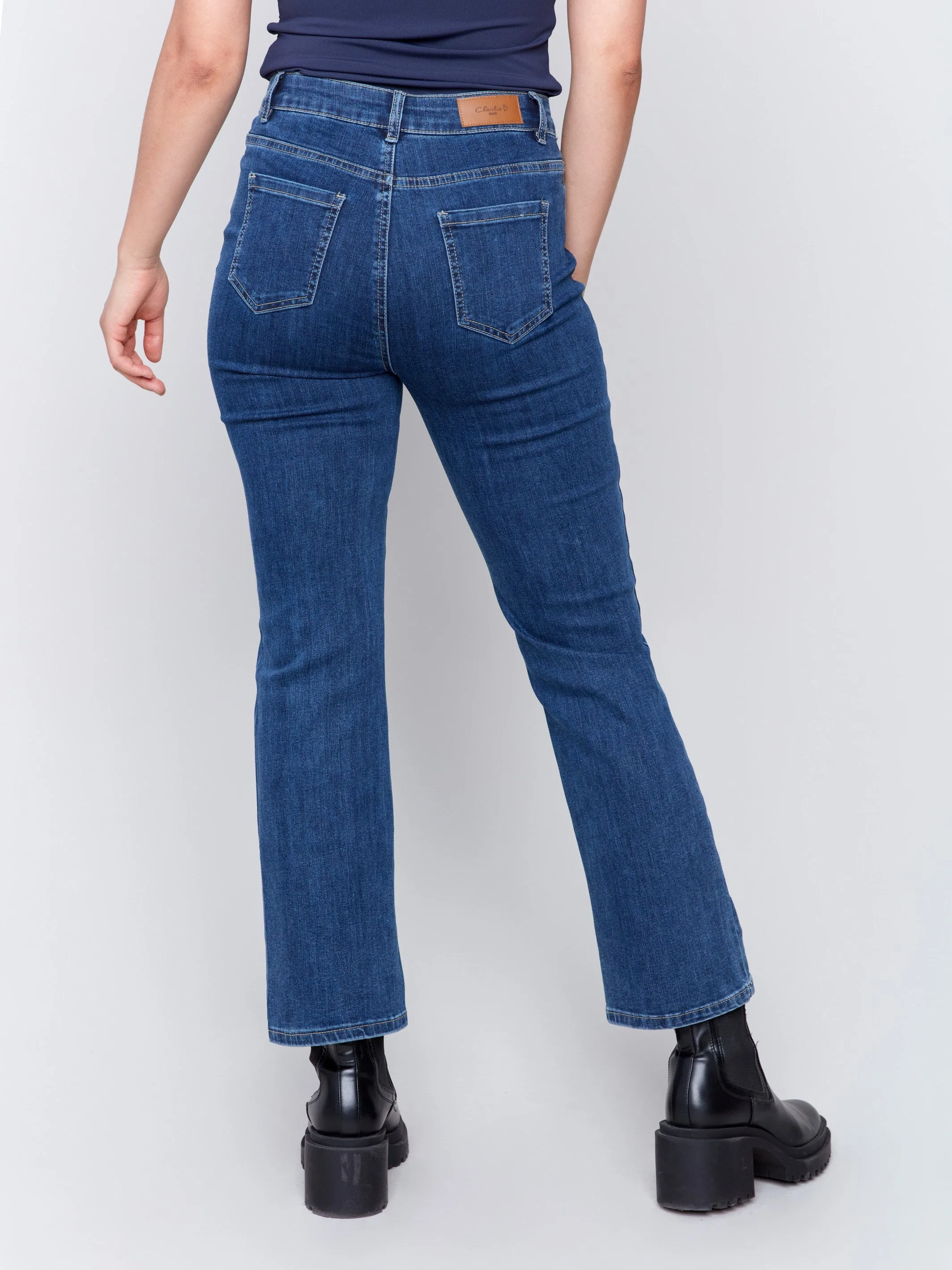 Straight Leg Patchwork Jeans - Indigo