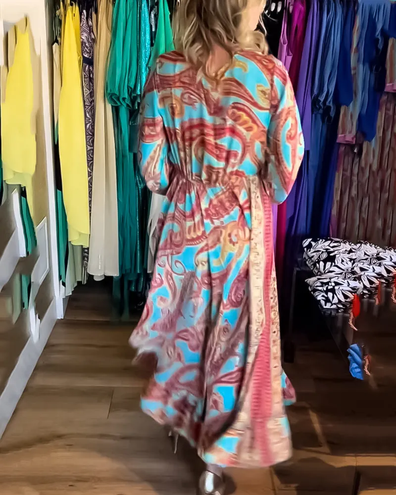 TastyHottie - Fashion print long sleeve long dress