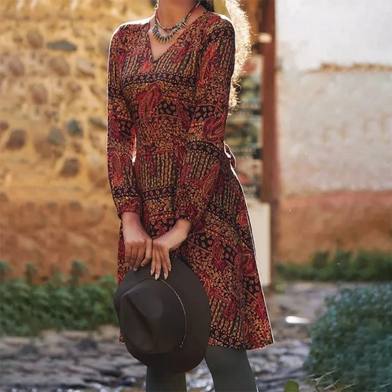 TastyHottie - Vintage Ethnic Style Printed Dress