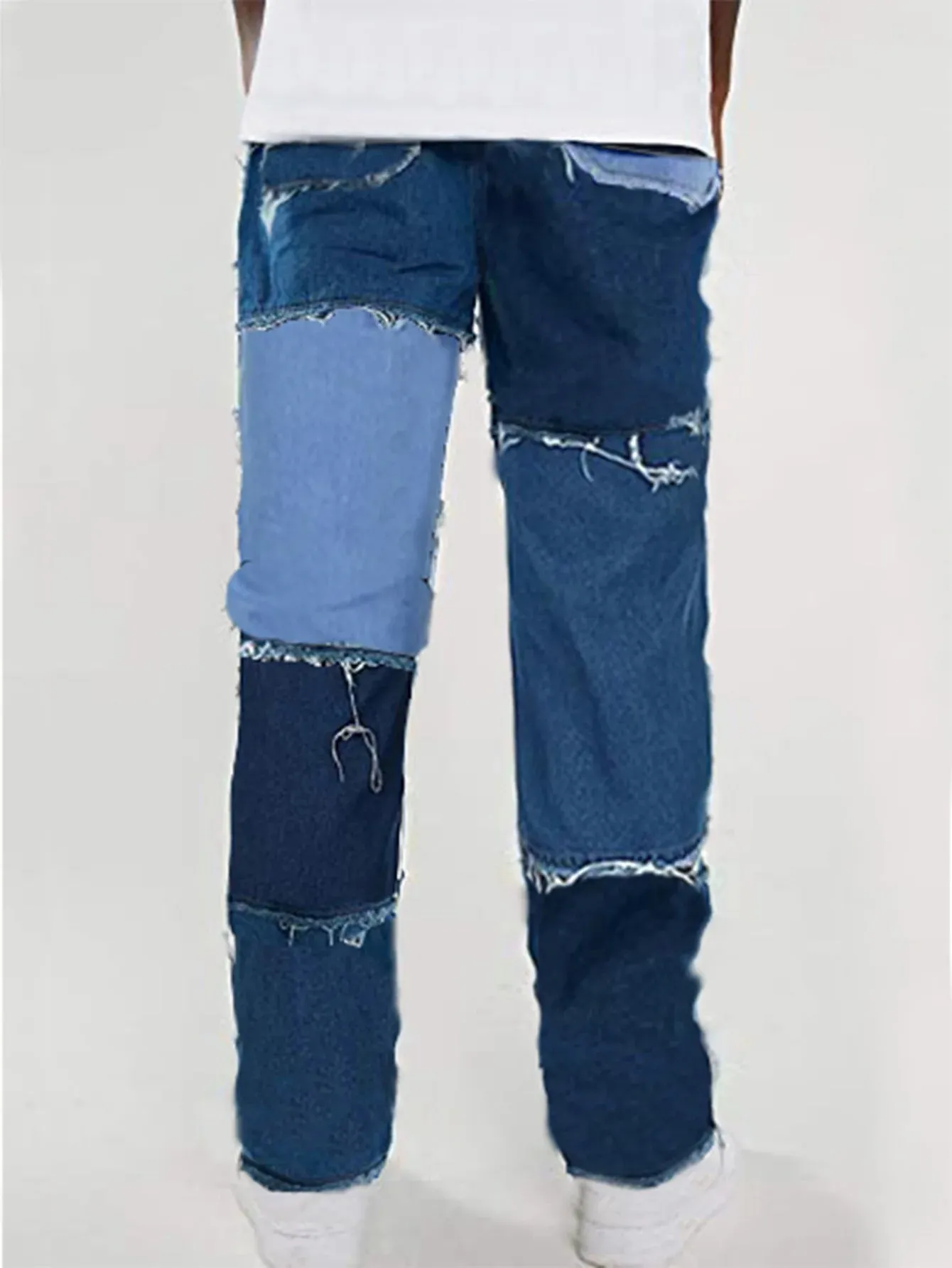 Three Color Patchwork Contrast Jeans