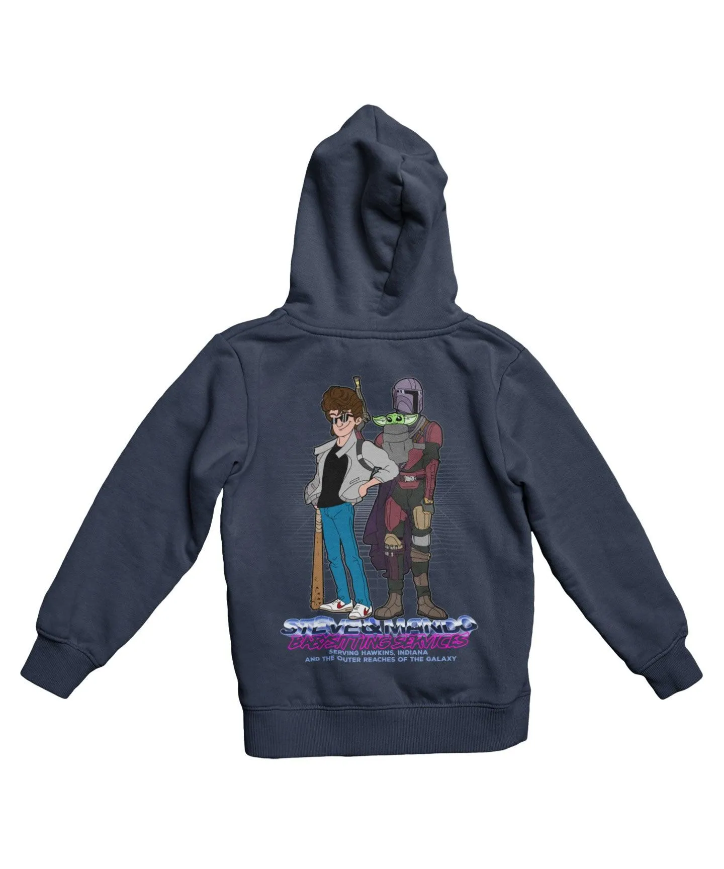 Top Notchy Steve and Mando Babsitting Back Printed Hoodie