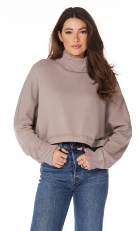 TURTLENECK DROP SHOULDER MIXED TOP