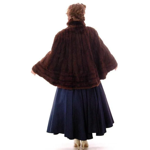 Vintage 40s Dark Brown Sable Fur Convertible Cape/ Stole O/S Hollywood Glamour