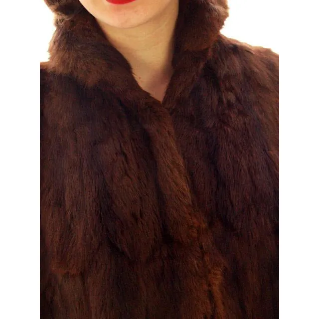 Vintage 40s Dark Brown Sable Fur Convertible Cape/ Stole O/S Hollywood Glamour