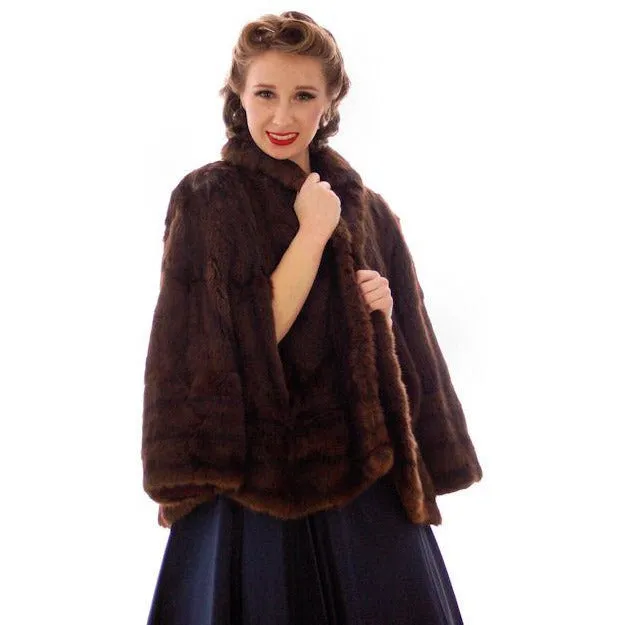 Vintage 40s Dark Brown Sable Fur Convertible Cape/ Stole O/S Hollywood Glamour