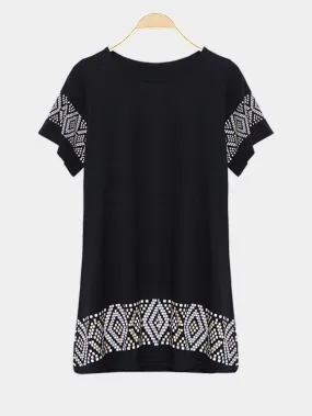 Wholesale Black Short Sleeve Geometrical Casual Dress