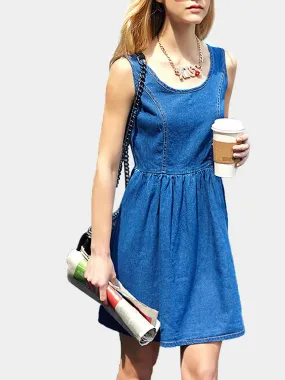 Wholesale Blue Sleeveless Casual Dresses