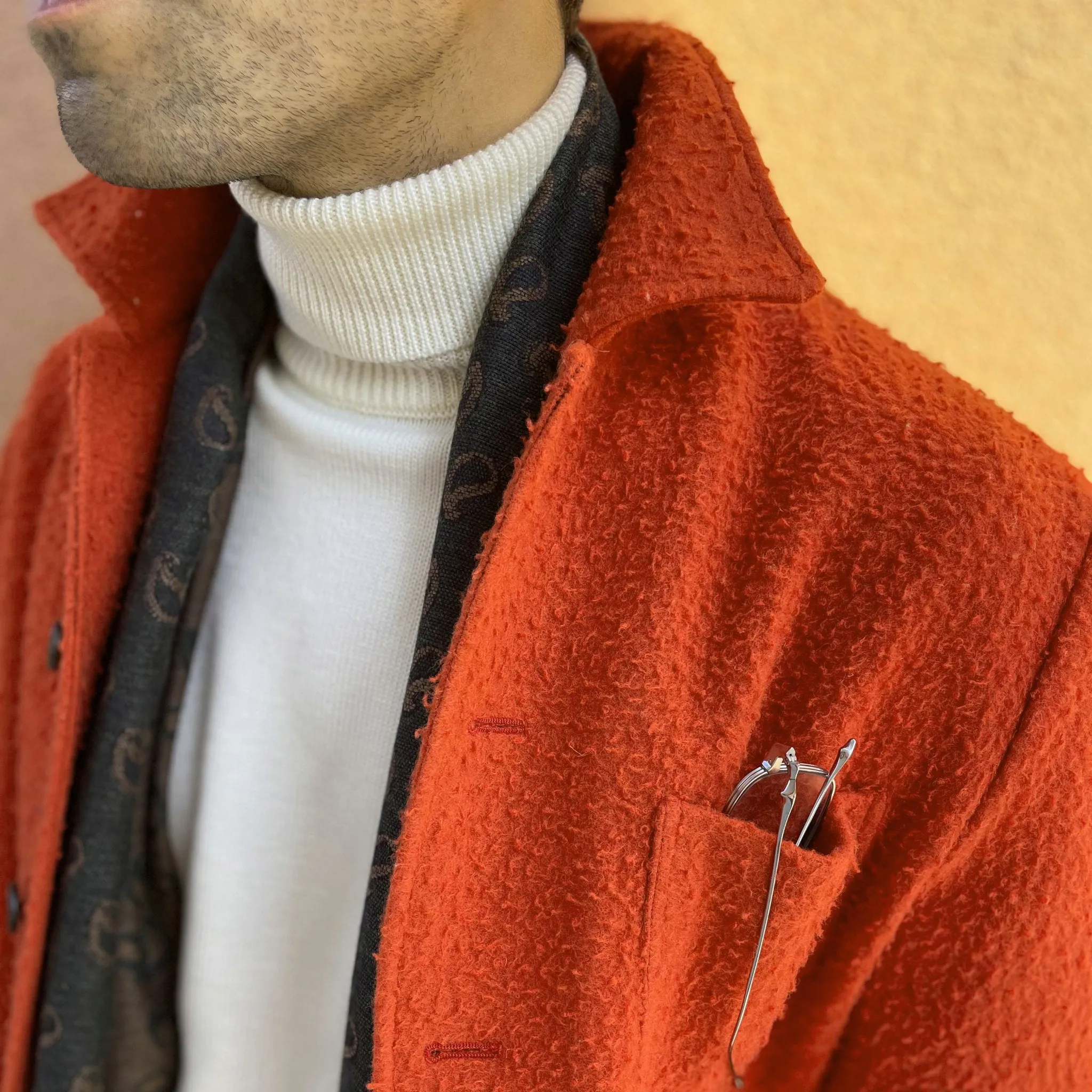 x Sartoria Carrara : chore jacket in Classic Orange Casentino wool