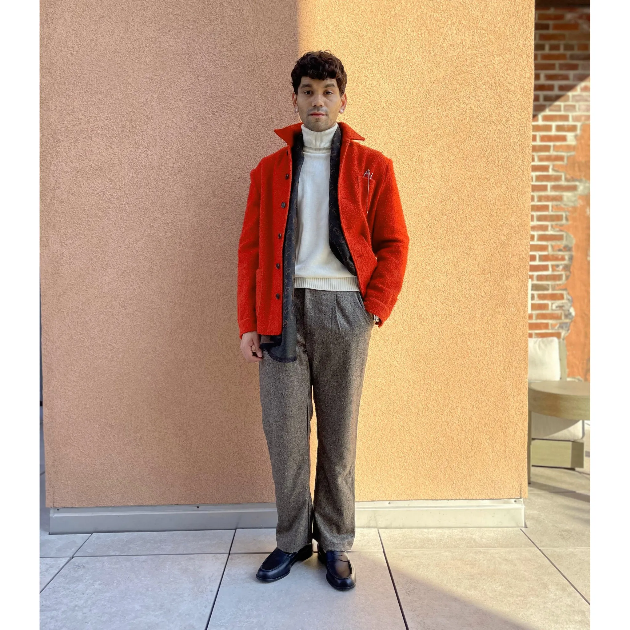 x Sartoria Carrara : chore jacket in Classic Orange Casentino wool