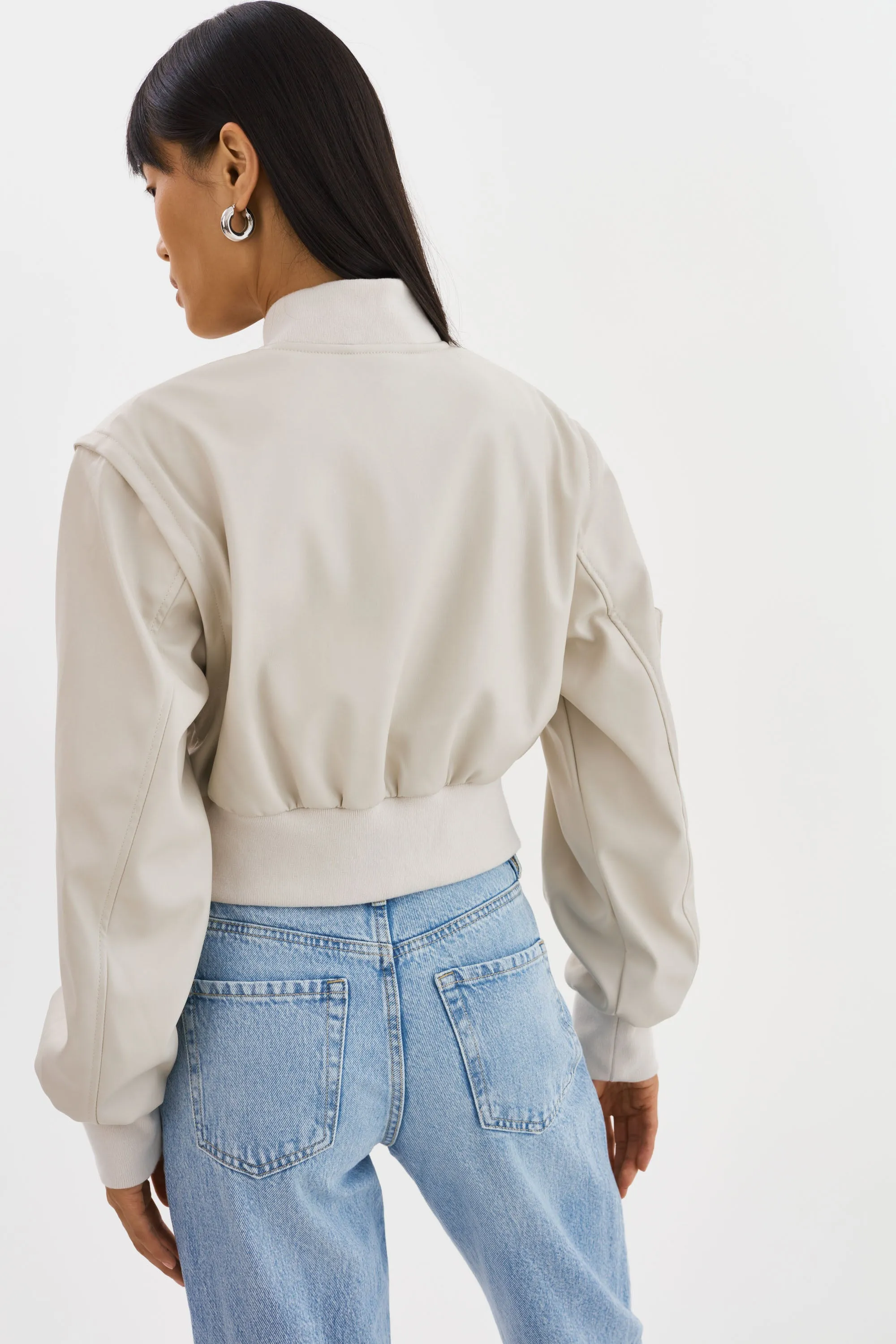 XAIA | Faux Leather Convertible Bomber Jacket