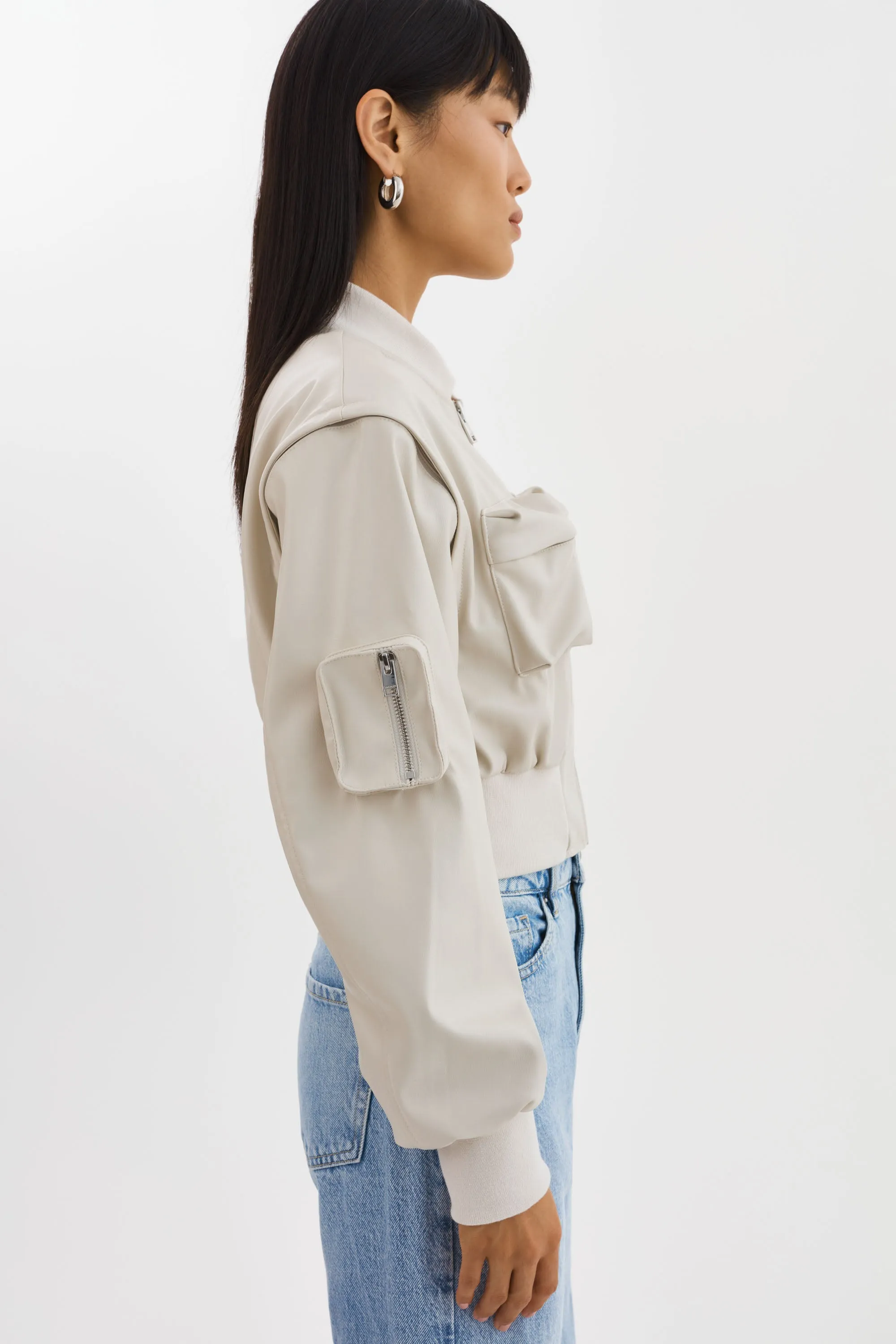 XAIA | Faux Leather Convertible Bomber Jacket